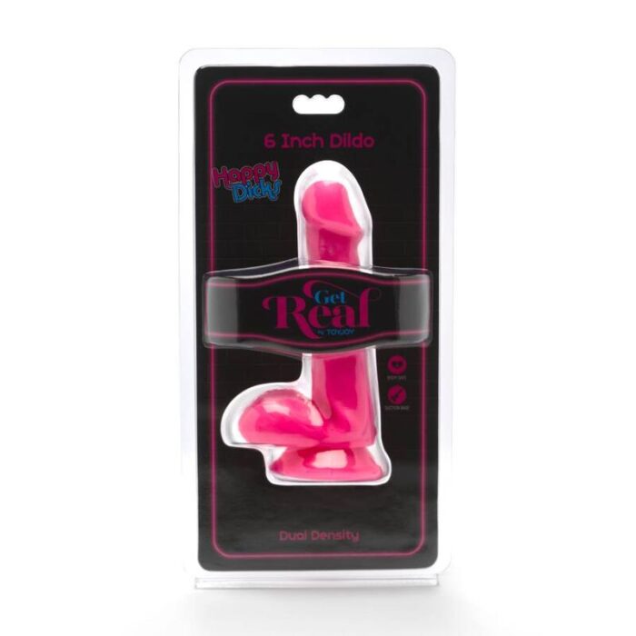 GET REAL - HAPPY DICKS DILDO 12 CM CON TESTÍCULOS ROSA - CandyHot - Foto 2