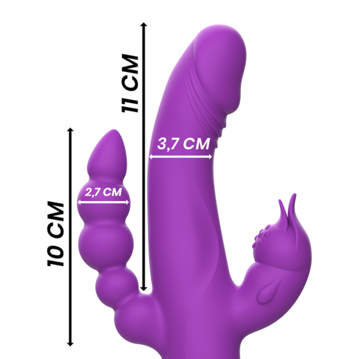 INTENSE - CASANOVA VIBRADOR RABBIT SILICONA TRIPLE MOTOR MORADO - CandyHot - Foto 3