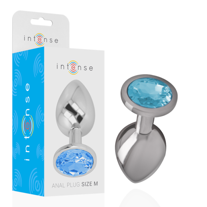 INTENSE - PLUG ANAL METAL ALUMINIO CON CRISTAL AZUL TALLA M - CandyHot - Foto 1
