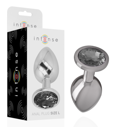 INTENSE - PLUG ANAL METAL ALUMINIO CON CRISTAL NEGRO TALLA L - CandyHot - Foto 1