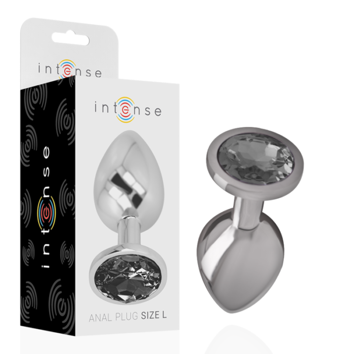 INTENSE - PLUG ANAL METAL ALUMINIO CON CRISTAL NEGRO TALLA L - CandyHot - Foto 1