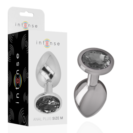 INTENSE - PLUG ANAL METAL ALUMINIO CON CRISTAL NEGRO TALLA M - CandyHot - Foto 1