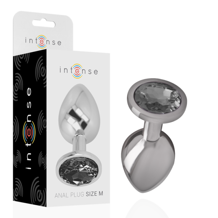 INTENSE - PLUG ANAL METAL ALUMINIO CON CRISTAL NEGRO TALLA M - CandyHot - Foto 1