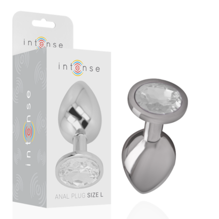 INTENSE - PLUG ANAL METAL ALUMINIO CON CRISTAL PLATA TALLA L - CandyHot - Foto 1
