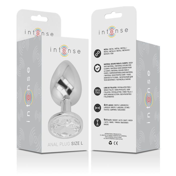 INTENSE - PLUG ANAL METAL ALUMINIO CON CRISTAL PLATA TALLA L - CandyHot - Foto 4