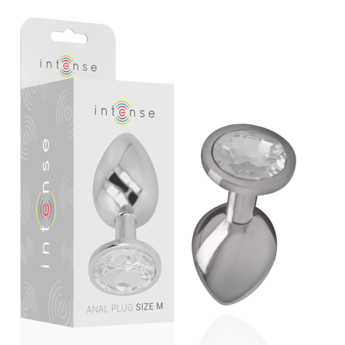 INTENSE - PLUG ANAL METAL ALUMINIO CON CRISTAL PLATA TALLA M - CandyHot - Foto 1