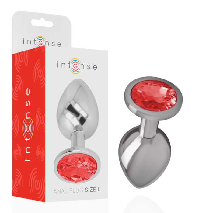 INTENSE - PLUG ANAL METAL ALUMINIO CON CRISTAL ROJO TALLA L - CandyHot - Foto 1