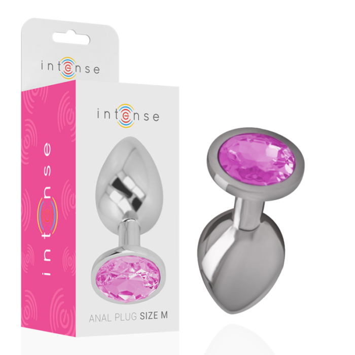 INTENSE - PLUG ANAL METAL ALUMINIO CON CRISTAL ROSA TALLA M - CandyHot - Foto 1