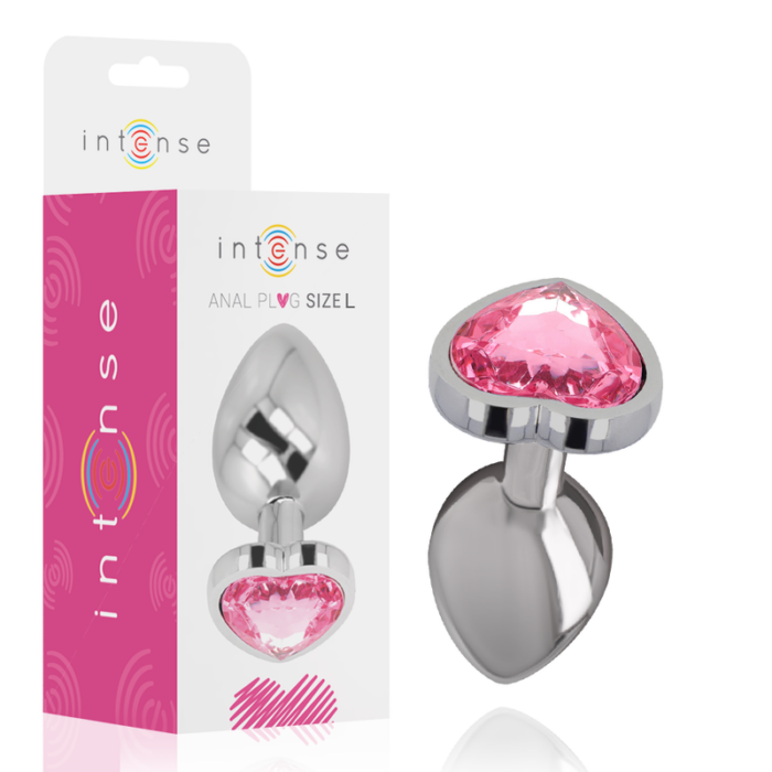 INTENSE - PLUG ANAL METAL ALUMINIO CORAZÓN ROSA TALLA L - CandyHot - Foto 1