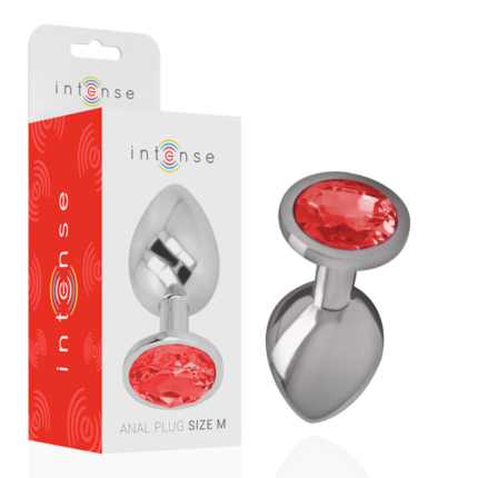 INTENSE - PLUG ANAL METAL CON CRISTAL ROJO TALLA M - CandyHot - Foto 1