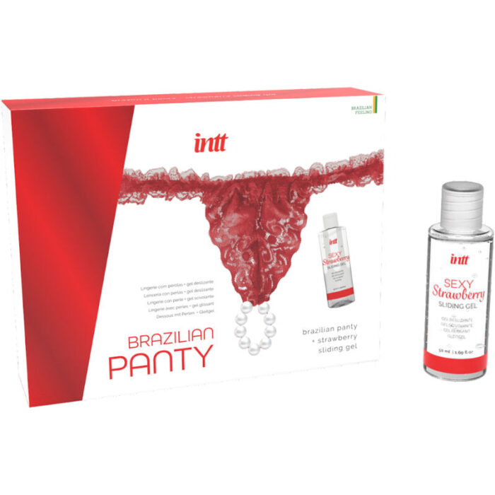 INTT RELEASES - PANTY BRASILEÑO ROJA CON PERLAS Y GEL LUBRICANTE 50 ML - CandyHot - Foto 2