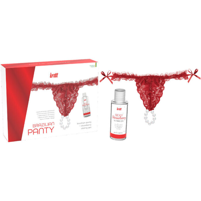 INTT RELEASES - PANTY BRASILEÑO ROJA CON PERLAS Y GEL LUBRICANTE 50 ML - CandyHot - Foto 3