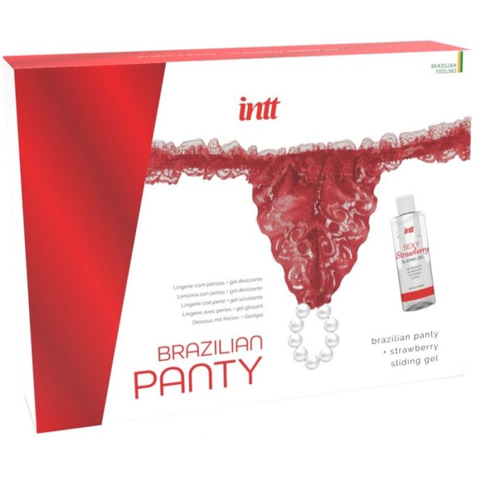 INTT RELEASES - PANTY BRASILEÑO ROJA CON PERLAS Y GEL LUBRICANTE 50 ML - CandyHot - Foto 1