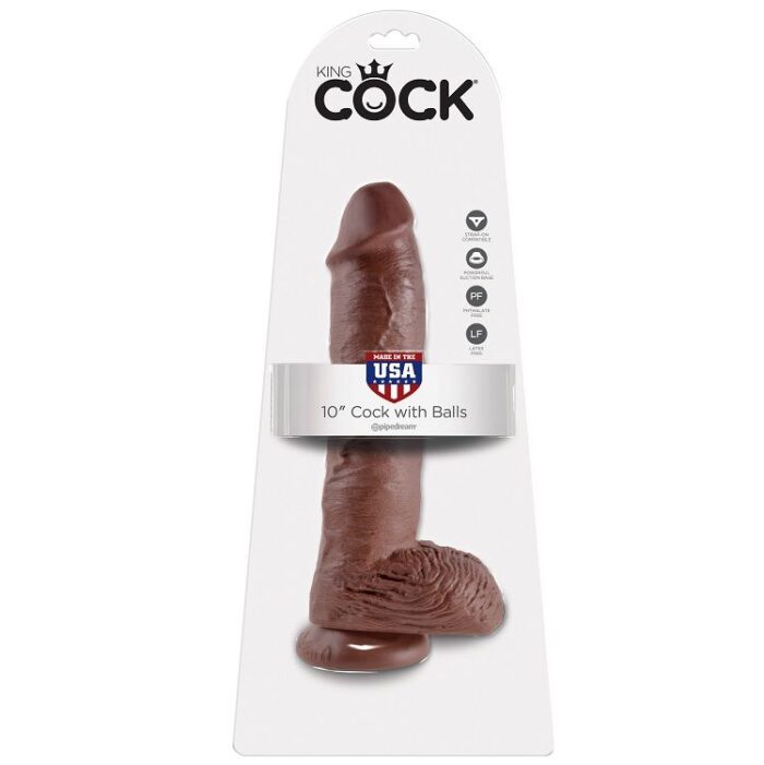 KING COCK - 10 PENE REALÍSTICO MARRÓN 26.5 CM - CandyHot - Foto 1