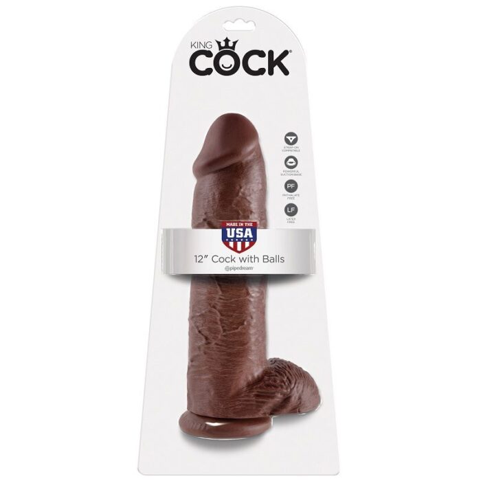 KING COCK - 12 PENE REALÍSTICO MARRÓN 30.48 CM - CandyHot - Foto 1
