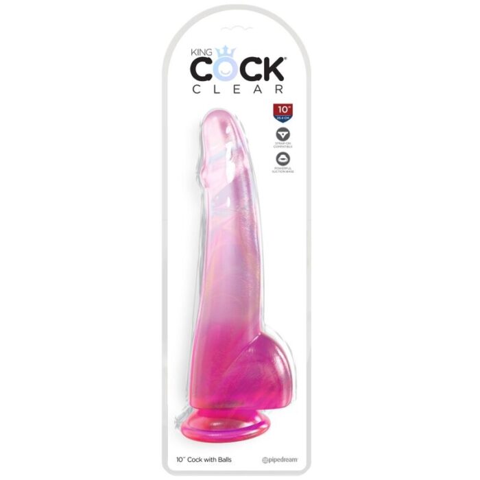 KING COCK - CLEAR DILDO CON TESTÍCULOS 19 CM ROSA - CandyHot - Foto 2