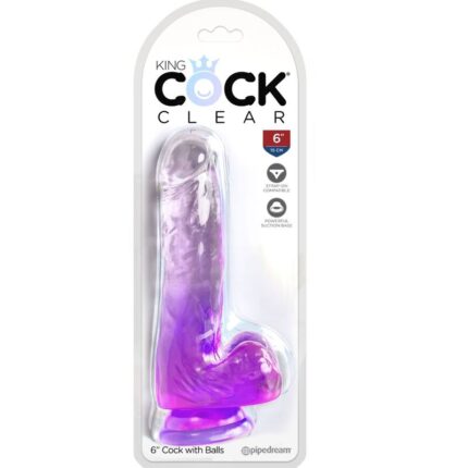 KING COCK - CLEAR PENE REALÍSTICO CON TESTÍCULOS 13.5 CM MORADO - CandyHot - Foto 2