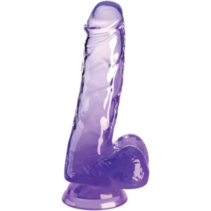 KING COCK - CLEAR PENE REALÍSTICO CON TESTÍCULOS 13.5 CM MORADO - CandyHot - Foto 1