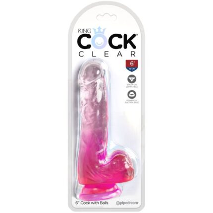 KING COCK - CLEAR PENE REALÍSTICO CON TESTÍCULOS 13.5 CM ROSA - CandyHot - Foto 2