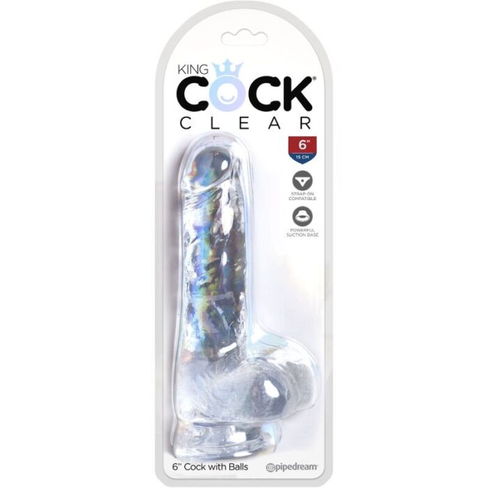 KING COCK - CLEAR PENE REALÍSTICO CON TESTÍCULOS 13.5 CM TRANSPARENTE - CandyHot - Foto 5