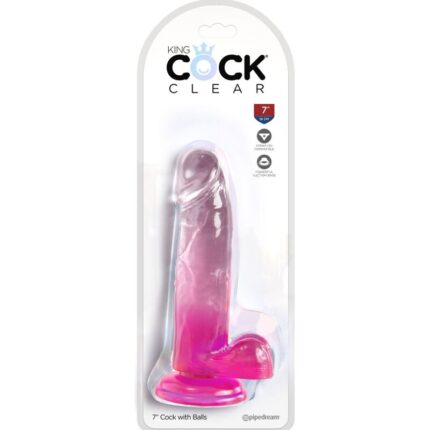 KING COCK - CLEAR PENE REALÍSTICO CON TESTÍCULOS 15.2 CM ROSA - CandyHot - Foto 2
