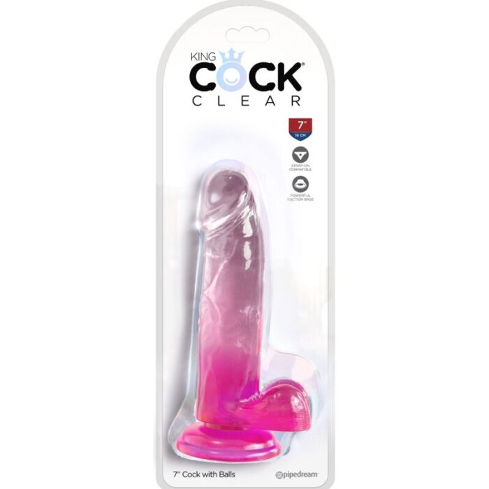 KING COCK - CLEAR PENE REALÍSTICO CON TESTÍCULOS 15.2 CM ROSA - CandyHot - Foto 2