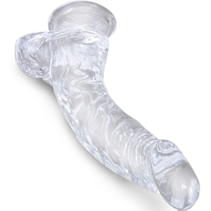 KING COCK - CLEAR PENE REALÍSTICO CURVADO CON TESTÍCULOS 16.5 CM TRANSPARENTE - CandyHot - Foto 2