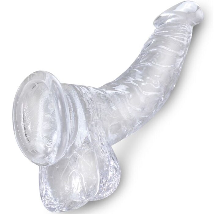 KING COCK - CLEAR PENE REALÍSTICO CURVADO CON TESTÍCULOS 16.5 CM TRANSPARENTE - CandyHot - Foto 3