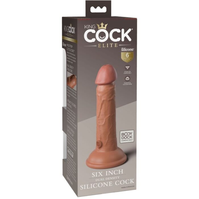 KING COCK - ÉLITE DILDO REALÍSTICO SILICONA 15.2 CM CARAMELO - CandyHot - Foto 5