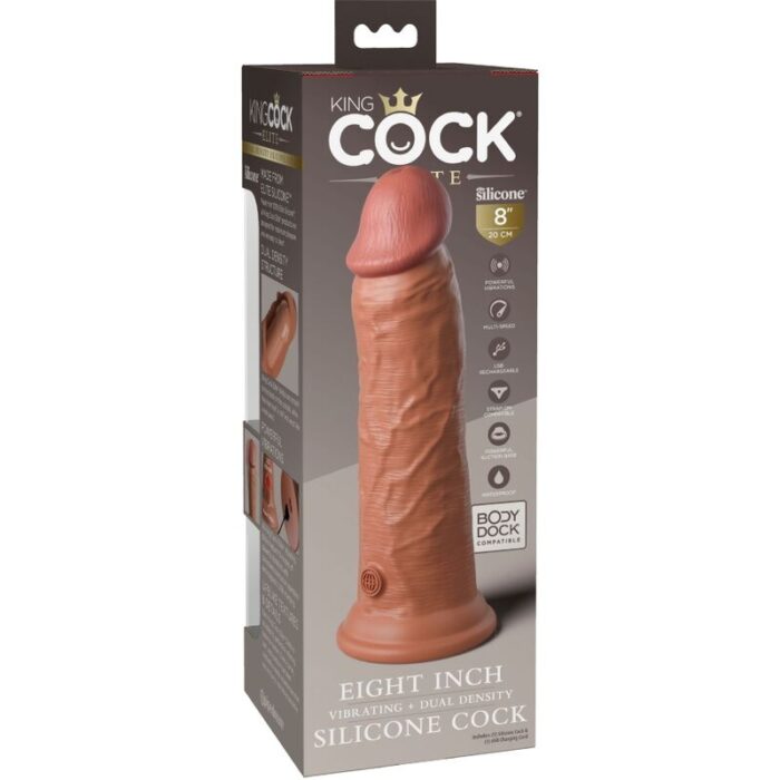 KING COCK - ÉLITE DILDO REALÍSTICO VIBRADOR & SILICONA 20.3 CM CARAMELO - CandyHot - Foto 6