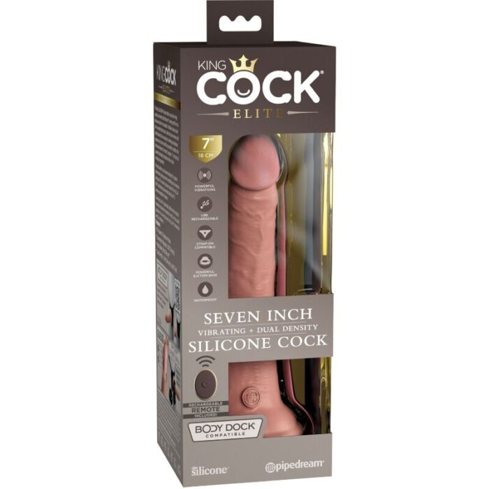 KING COCK - ÉLITE DILDO REALÍSTICO VIBRADOR & SILICONA CONTROL REMOTO 17.8 CM - CandyHot - Foto 6