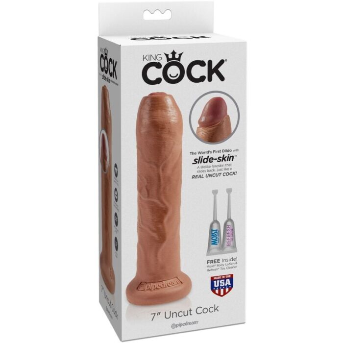 KING COCK - PENE REALÍSTICO CON PREPUCIO 17.8 CM CARAMELO - CandyHot - Foto 3