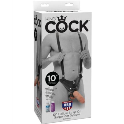 KING COCK - STRAP-ON CON DILDO HUECO 25.5 CM Y TIRANTES COLOR CARNE - CandyHot - Foto 2
