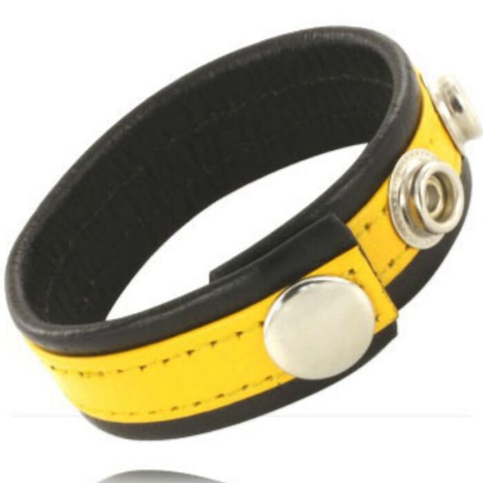 LEATHER BODY - CORREA CUERO AJUSTABLE PENE AMARILLO-NEGRA - CandyHot - Foto 1