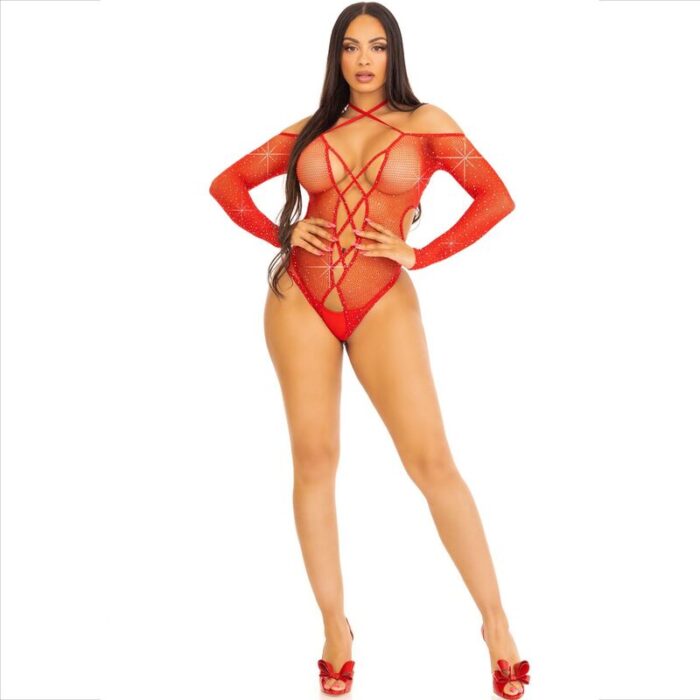 LEG AVENUE - BODY CROTCHLESS CON BRILLO ROJO - CandyHot - Foto 5