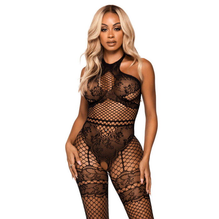 LEG AVENUE - BODYSTOCKING CUELLO HALTER TALLA ÚNICA - NEGRO - CandyHot - Foto 1