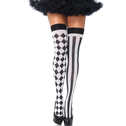 LEG AVENUE - CALCETINES ALTOS ARLEQUIN NEGRO/BLANCO - CandyHot - Foto 1