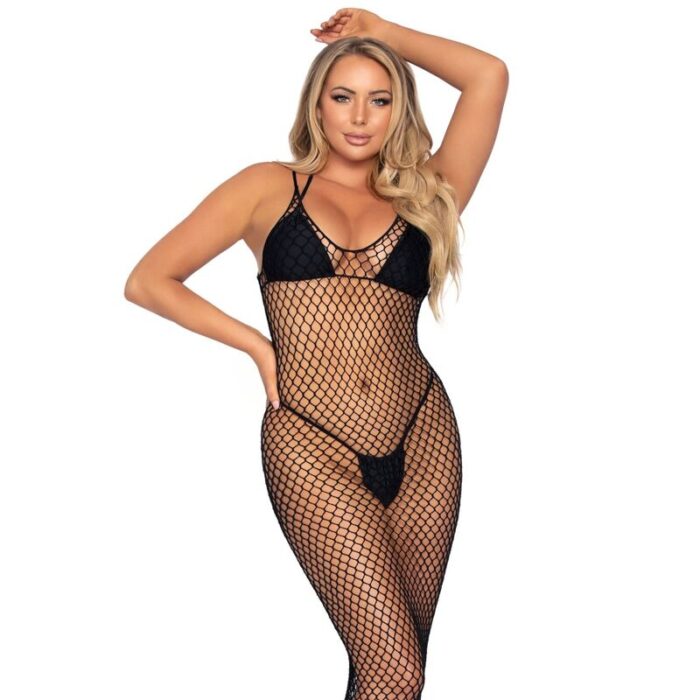 LEG AVENUE - MAXI VESTIDO DE RED TRENZADA CON ESPALDA DESCUBIERTA NEGRO - CandyHot - Foto 1