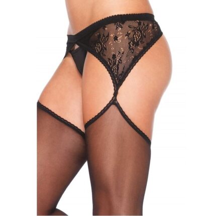 LEG AVENUE - MEDIAS CON LIGUERO BORDADO NEGRO - CandyHot - Foto 2