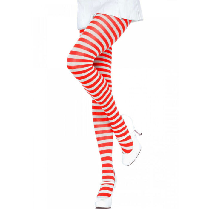 LEG AVENUE - MEDIAS DE RAYAS BLANCO/ROJO - CandyHot - Foto 1