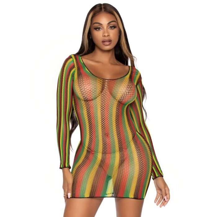 LEG AVENUE - MINIVESTIDO DE RED RASTAS TALLA ÚNICA - CandyHot - Foto 1
