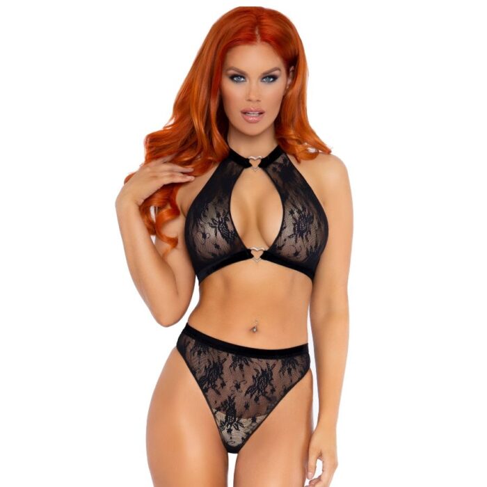 LEG AVENUE - SET DOS PIEZAS PANTIES Y TOP CUELLO HALTER NEGRO M/L - CandyHot - Foto 1
