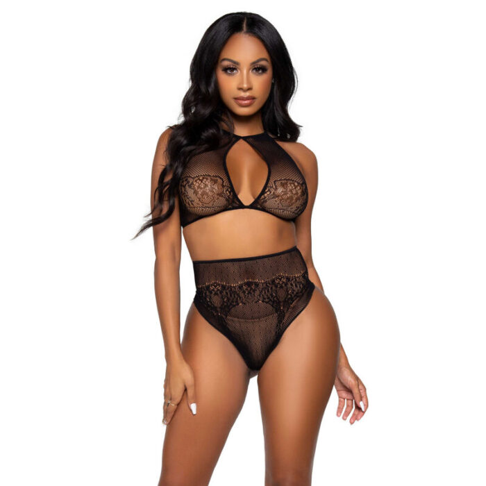 LEG AVENUE - SET DOS PIEZAS TOP CORTO CUELLO HALTER Y TANGA TALLA ÚNICA - CandyHot - Foto 1