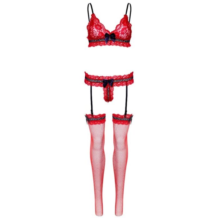 LEG AVENUE - SET TRES PIEZAS DE ENCAJES TALLA ÚNICA - ROJO - CandyHot - Foto 6