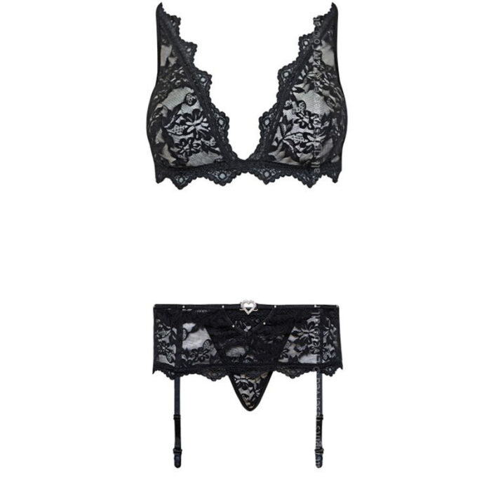 LIVCO CORSETTI FASHION - BELITA LC 90231 SUJETADOR + PANTY + LIGUERO NEGRO L/XL - CandyHot - Foto 5