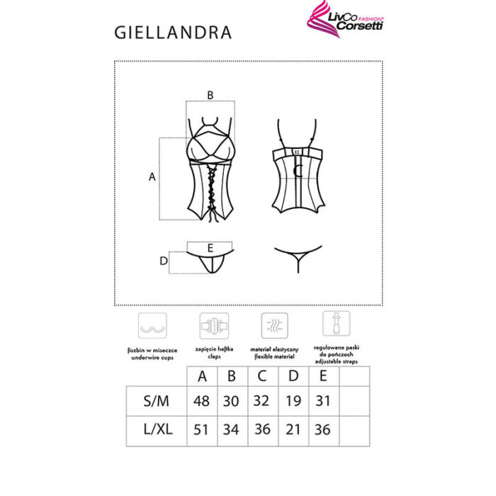 LIVCO CORSETTI FASHION - GIELLANDRA FOR THE SENSES COLLECTION CORSET + PANTY NEGRO L/XL - CandyHot - Foto 5