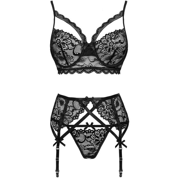 LIVCO CORSETTI FASHION - MORIDAM LC 90552 SUJETADOR + LIGUERO + PANTY NEGRO S/M - CandyHot - Foto 6