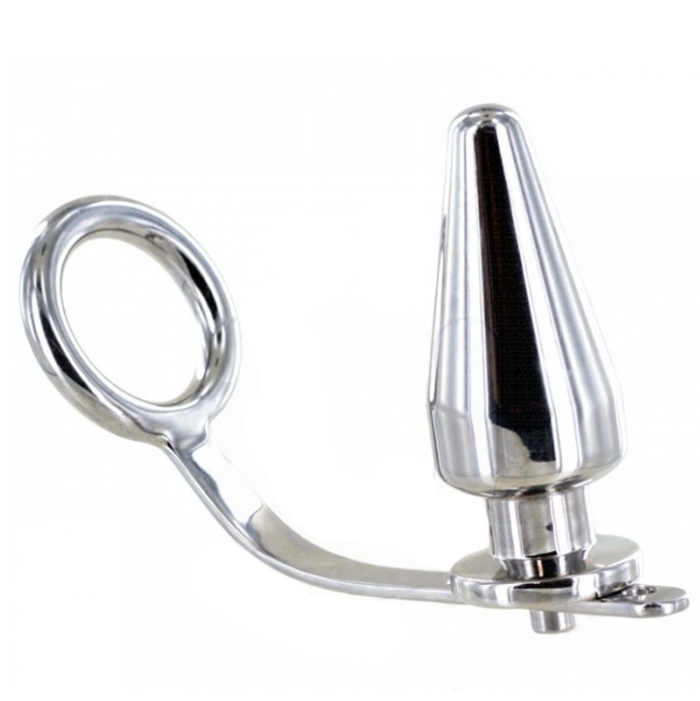METAL HARD - ANILLO ACERO CON PLUG ANAL 80 X 55 MM - CandyHot - Foto 1