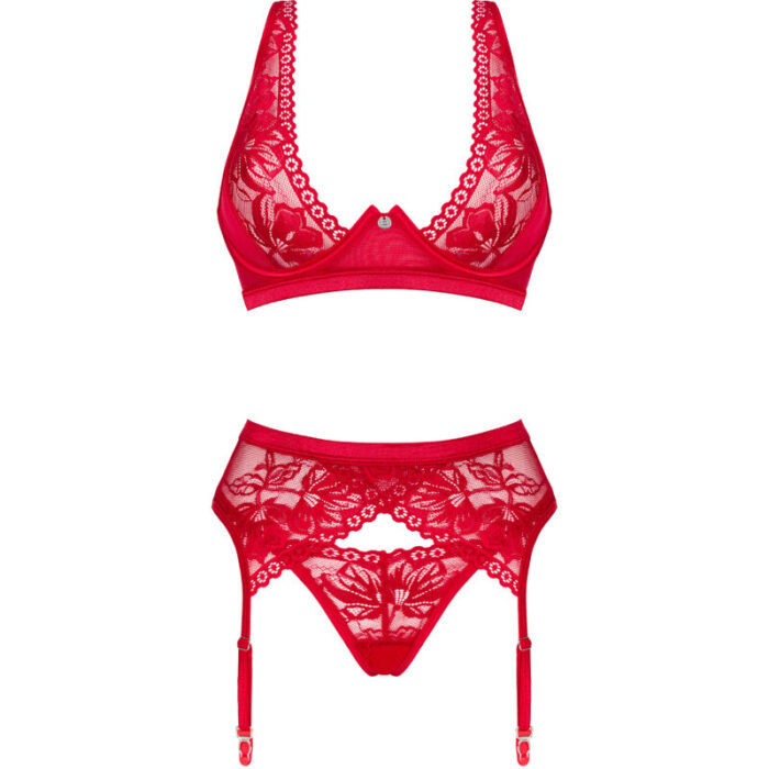 OBSESSIVE - LACELOVE SET TRES PIEZAS ROJO XS/S - CandyHot - Foto 5