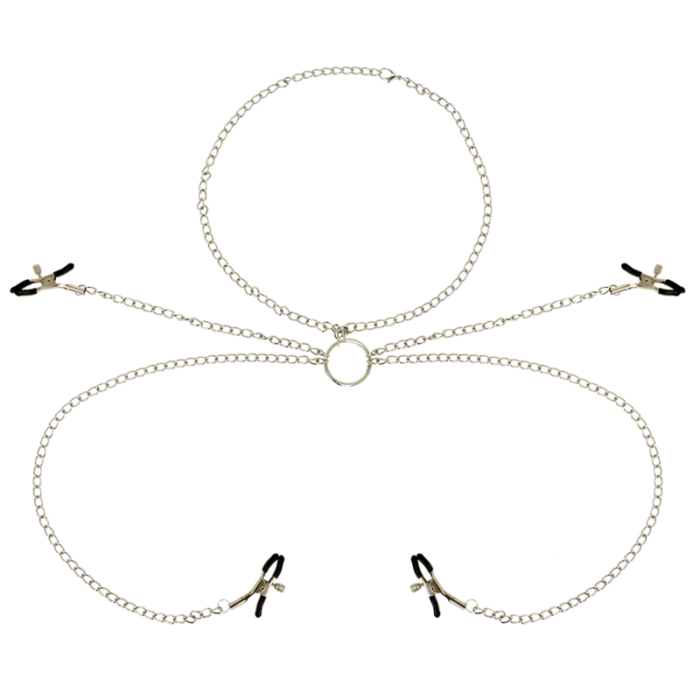 OHMAMA FETISH - 4 PINZAS PEZONES CON COLLAR DE CADENAS - CandyHot - Foto 1